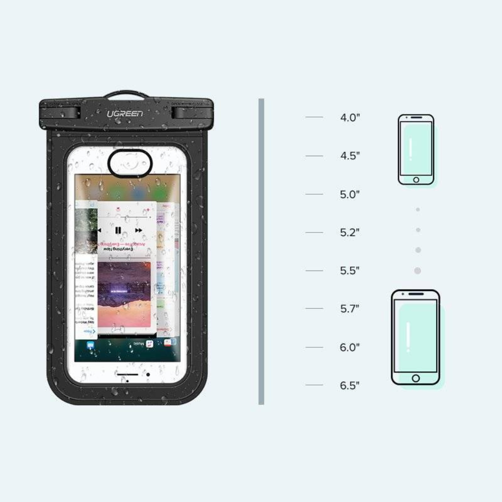 Funda Ugreen Universal Impermeable Proteccion IPX8 Compatible con Cualquier Celular Resiste 30M bajo el Agua 60959