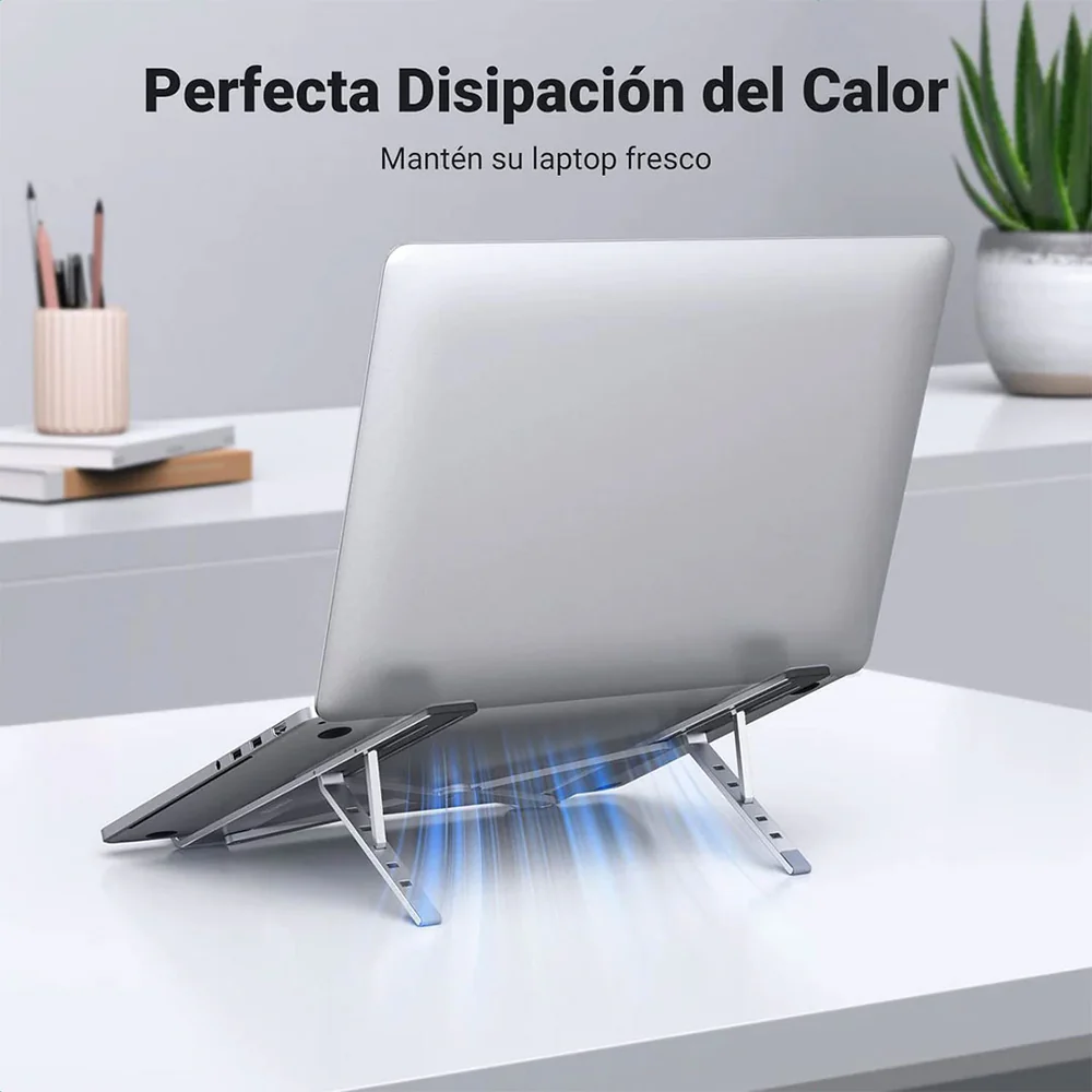 Soporte para Laptop Ugreen de ALuminio Diseño Ergonomico y Plegable soporta hasta 17.3" con 5 Alturas Regulables 40289