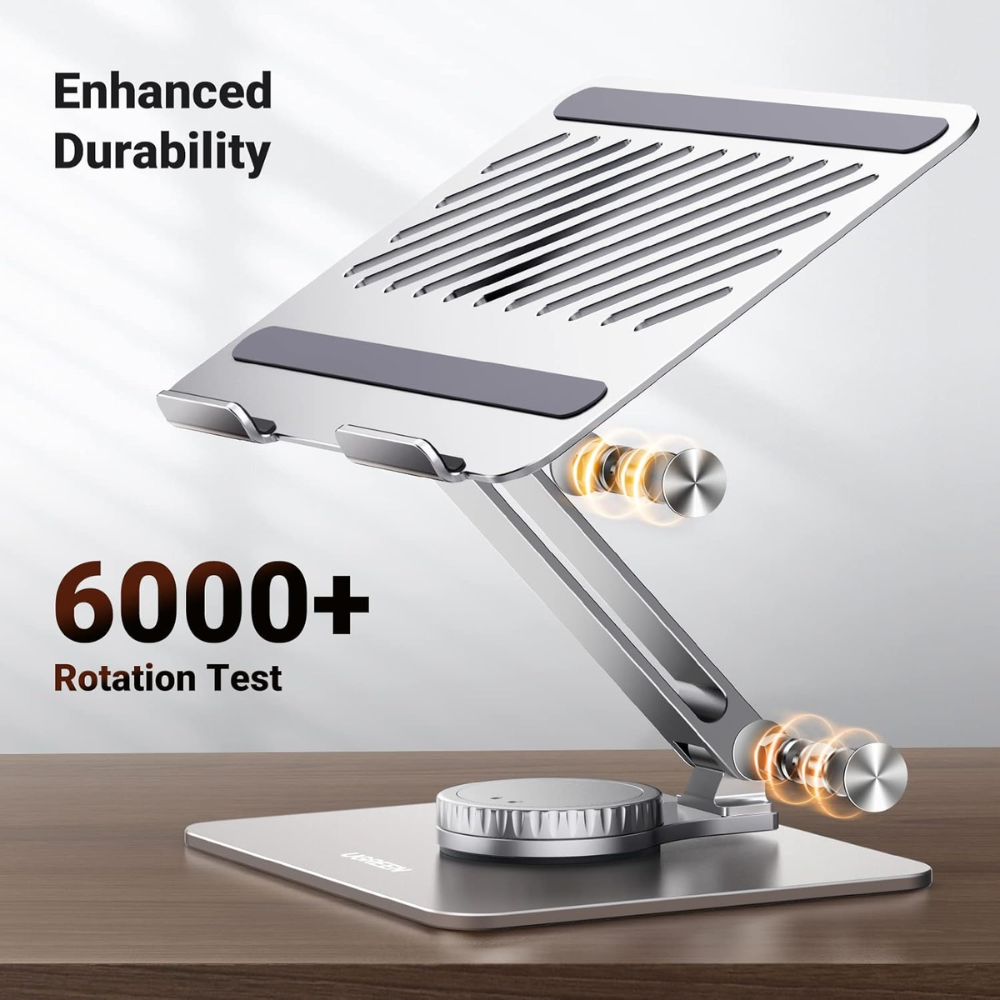 Soporte Ugreen para Laptop de Escritorio hasta 17.3" base giratoria 360 Grados Diseño Ergonomico Buena Ventilacion cuerpo de ALuminio 90849