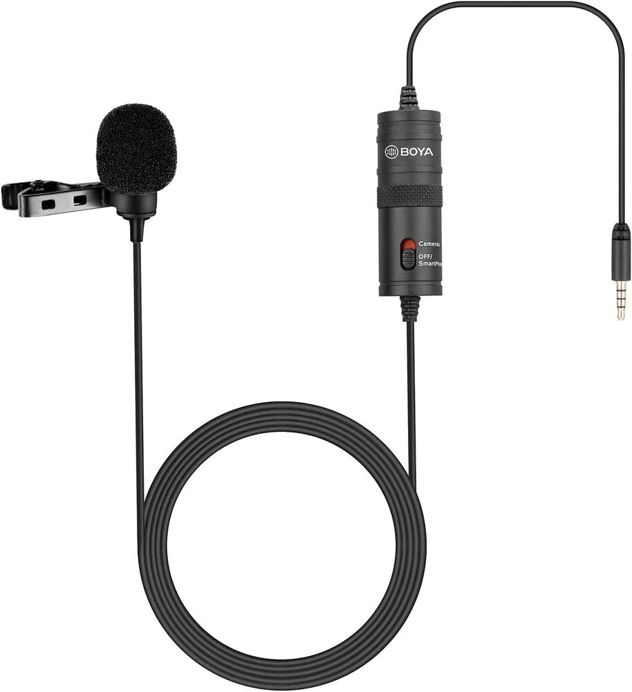 Microfono de Solapa Boya Omnidireccional Cable de 6m Espuma para Viento BY-M1