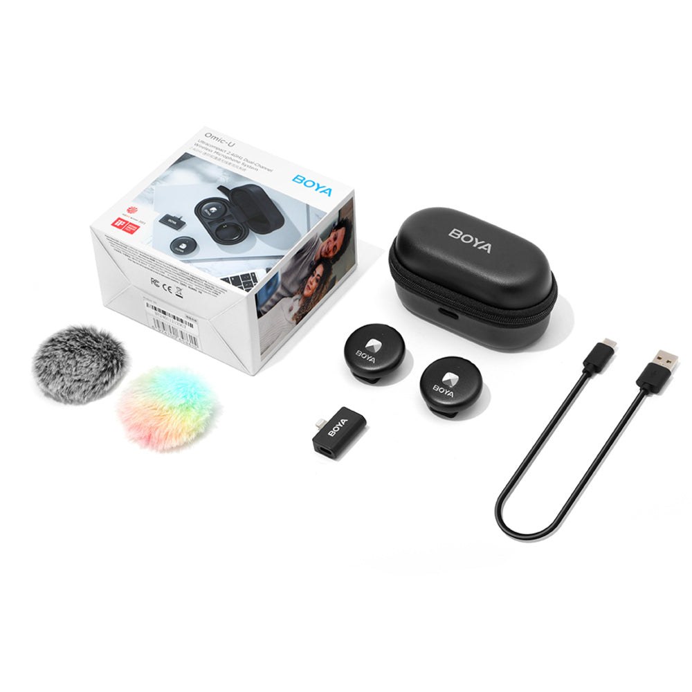 Microfono Inalambrico Boya Doble Canal Audio HD Bateria 5 horas Puerto Lightning Alcance 50m Omic-D