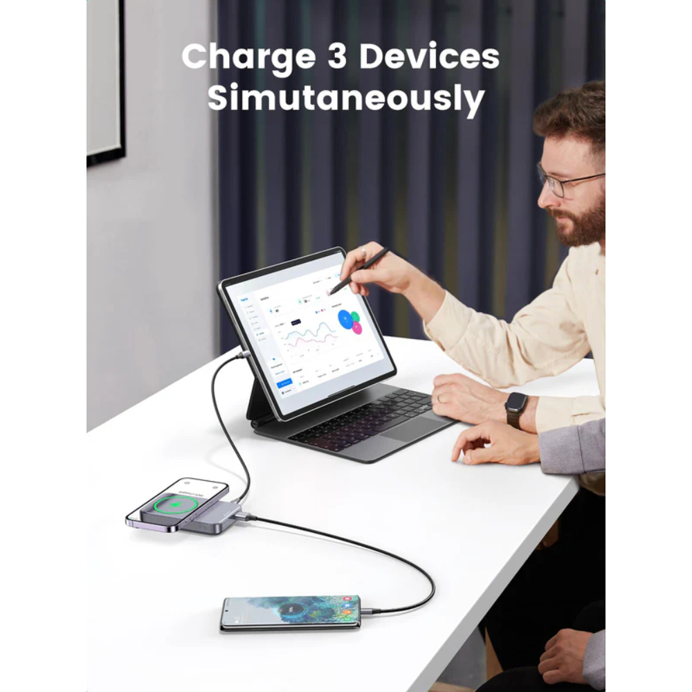 Power Bank Ugreen de 10.000mAh con Carga Inalambrica Magnetica PD20W Carga Rapida Carga Bidireccional 15086