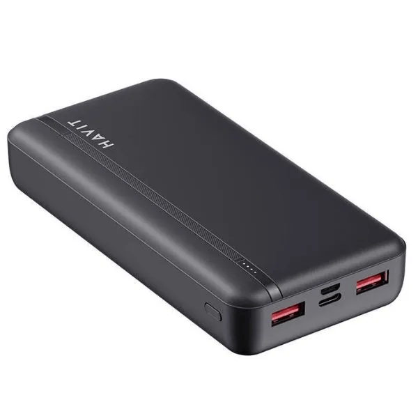 Cargador Portatil Havit Power Bank de 20.000 mAh puerto USB-A USB-C color Negro PB92-B