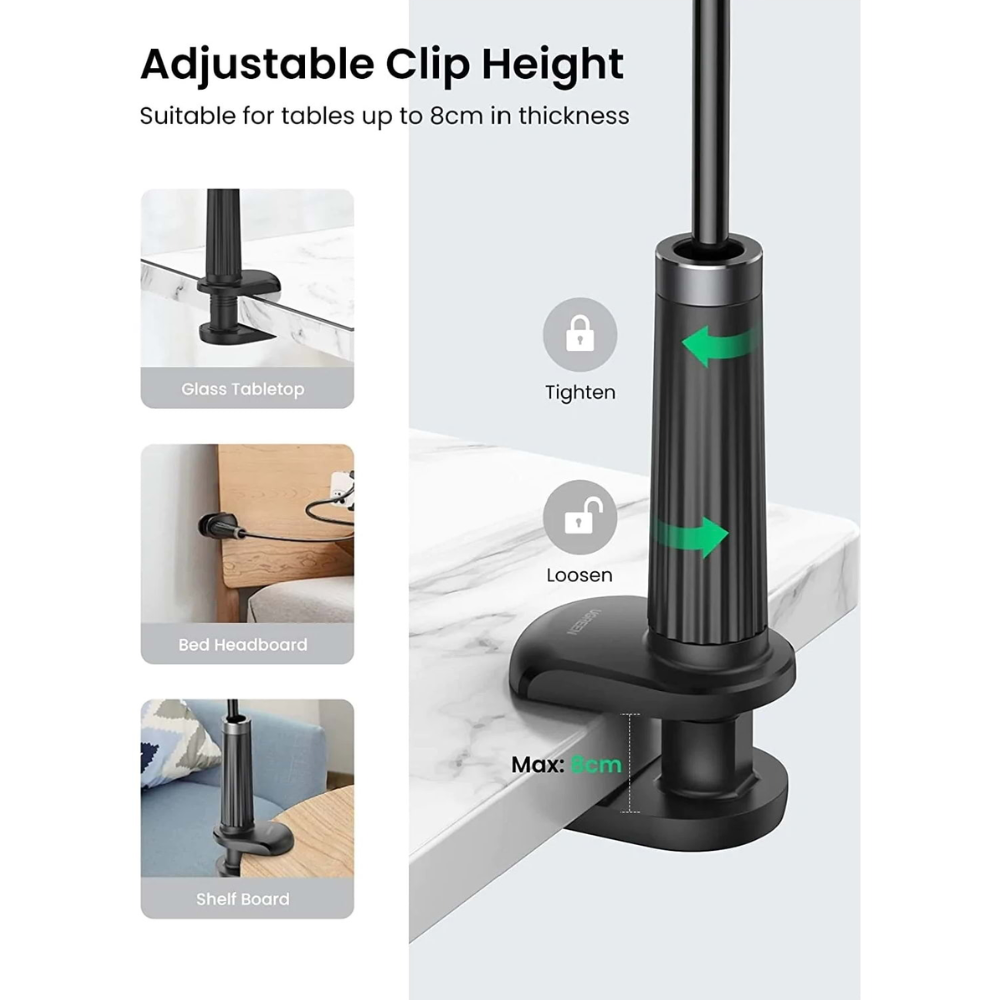 Soporte Ugreen Multifuncion Flexible compatible con Telefono de 4" a 7.2" color Negro 80906