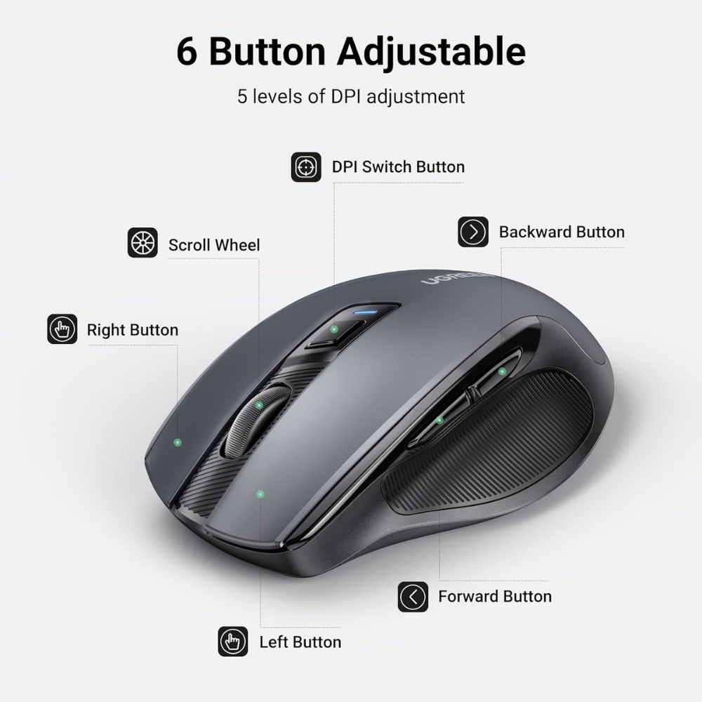 Combo Teclado + Mouse Ugreen Inalambrico 2.4GHz Diseño Ergonomico y Silencioso hasta 4000 DPI compatible con Windows y MAC 35740