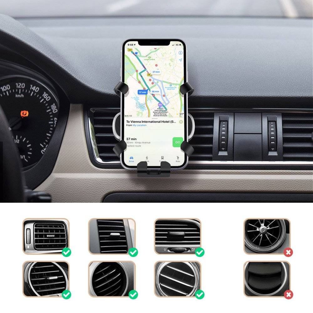 Soporte Ugreen para Vehiculo por Gravedad Rotacion 360 Grados Compatible con el 98% de Salidas de Aire 80871