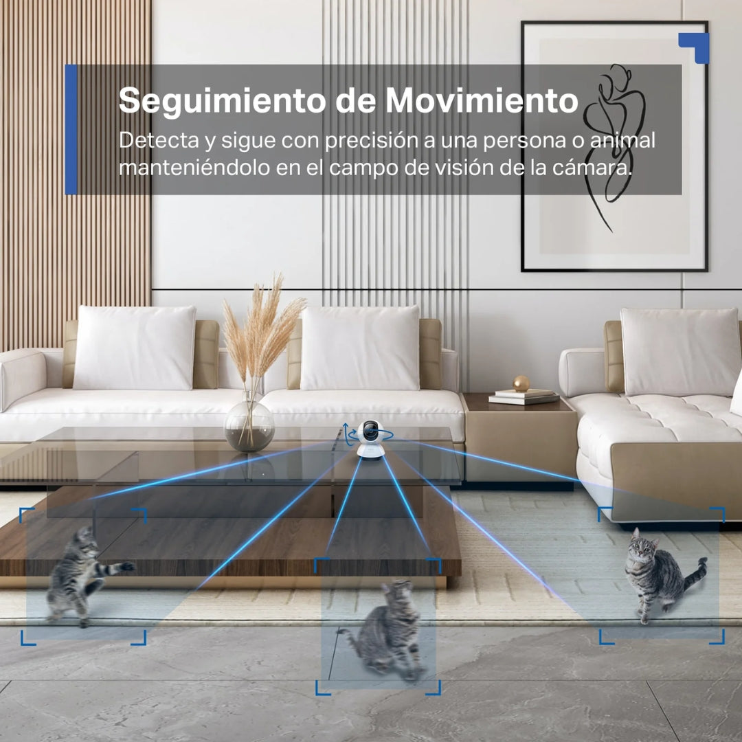 Camara Tapo 2K QHD WiFi Giro Horizontal 360grados 114 Vertical Deteccion Mascota y Llanto de Bebe con IA sensor movimiento audio de 2 vias Tapo C220