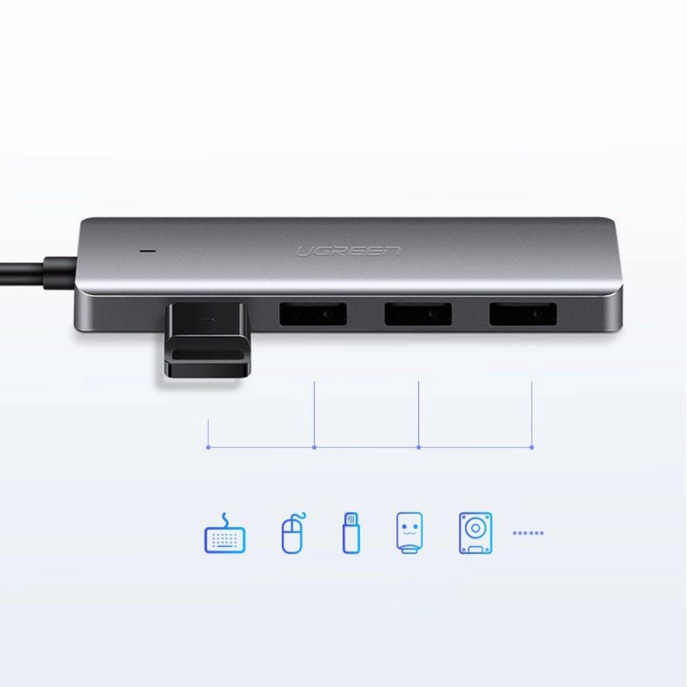 Hub USB-C Ugreen 4 USB-A 3.0 y 1 USB-C solo para Datos Longitud del Cable 15cm 70336