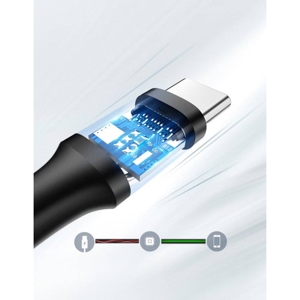 Cable Ugreen USB-A 2.0 a USB-C Carga Rapida 5V 3Amp Transferencia hasta 480Mbps Compatible con QD3.0 de 1M color Negro 60116