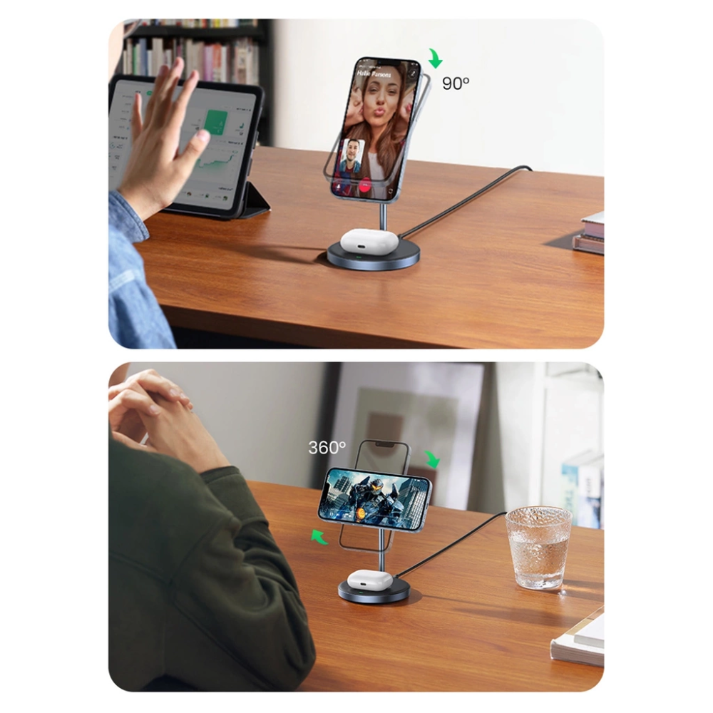 Soporte Ugreen de Carga Magnetica 2 en 1 con Cable USB-C Rotacion 360 Grados 90668