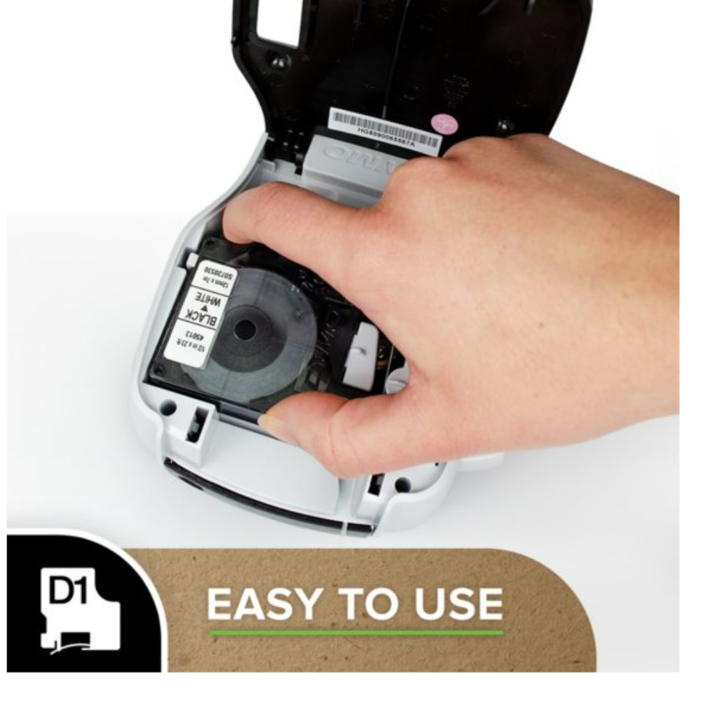 Cinta Dymo D1 Labelmanager Standard color texto Negro fondo Blanco 12mm x 7m 45013