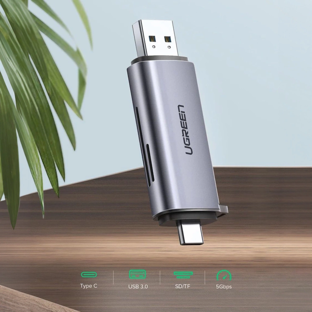 Lector de Tarjetas Ugreen Permite leer Micro SD y SD Doble Puerto USB-A y USB-C 50706