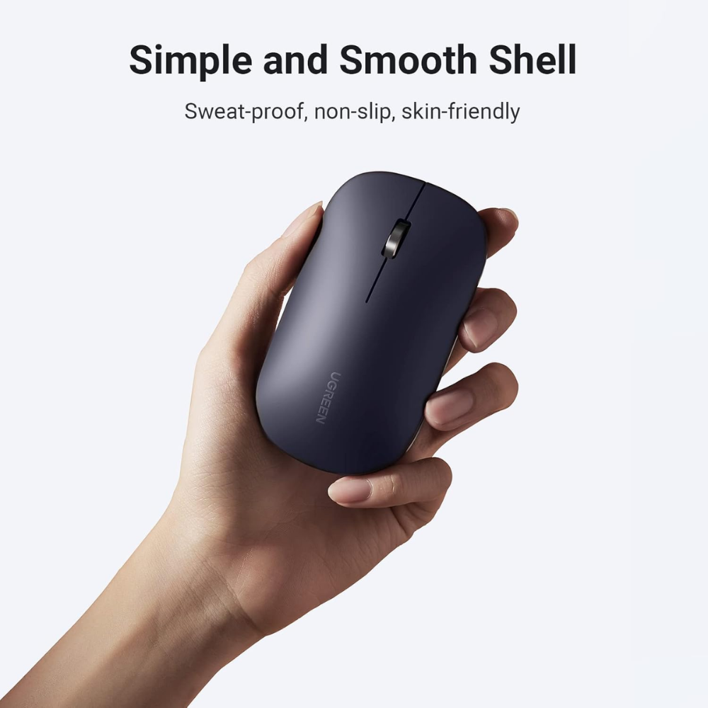 Mouse Ugreen Inalambrico 2.4GHz Ultra Slim hasta 4000 DPI Bluetooth 5.0 con 5 Botones color Negro 90372