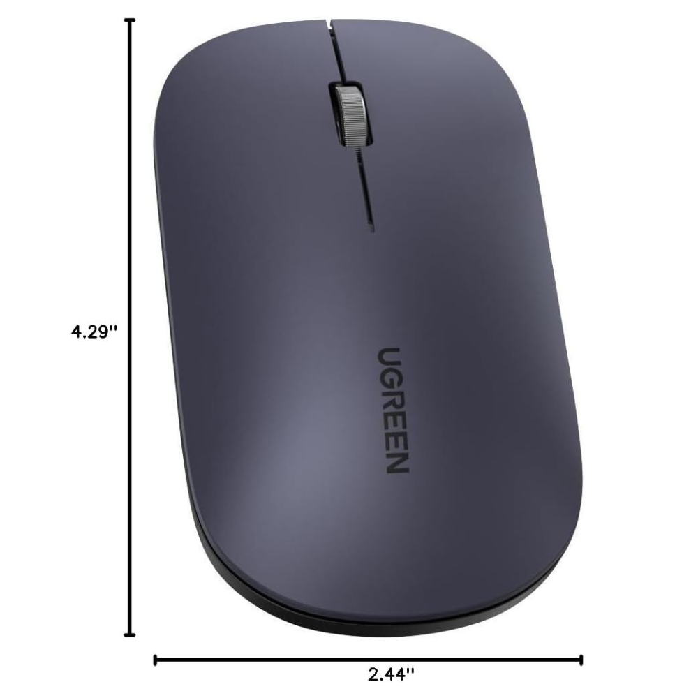 Mouse Ugreen Inalambrico 2.4GHz Ultra Slim hasta 4000 DPI Bluetooth 5.0 con 5 Botones color Negro 90372