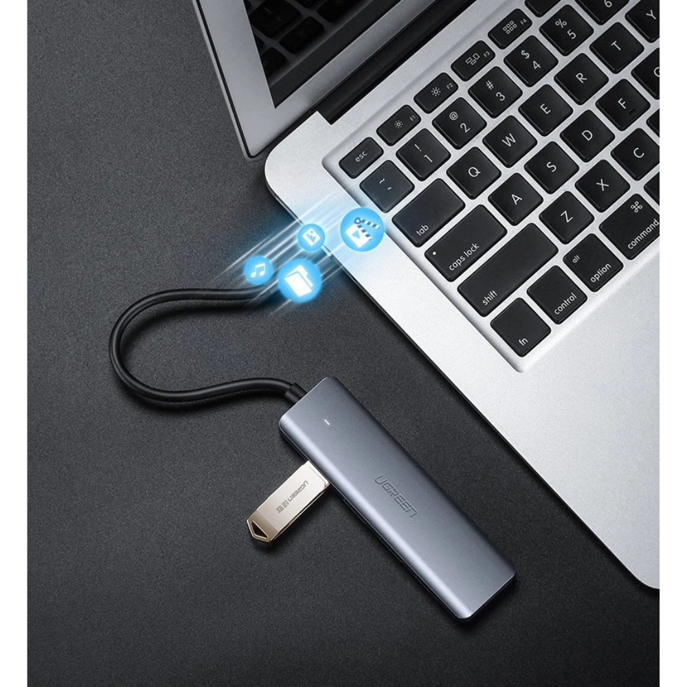 Hub USB-C Ugreen 4 USB-A 3.0 y 1 USB-C solo para Datos Longitud del Cable 15cm 70336