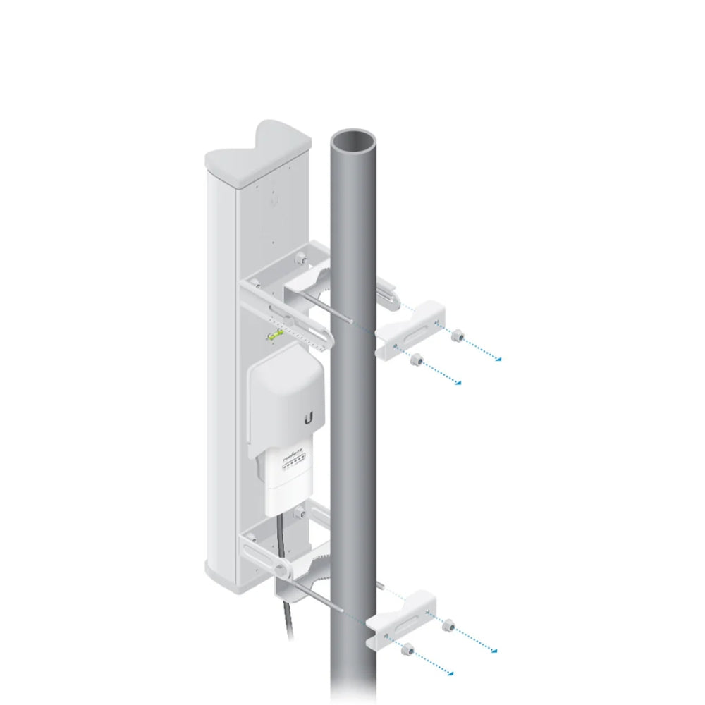 Antena Ubiquiti Sectorial Airmax Frecuencia 2.4GHz Ganancia 15dBi Incluye Conectores para Radio Cobertura Horizontal 120° Kit de Montaje Incluido UB-AM-2G15-120