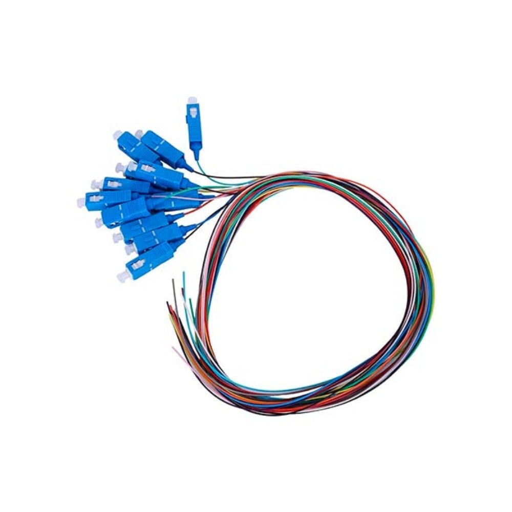 Pigtail Dimax SC/APC Monomodo cable de 0.9 a 1.5mm Blanco/Azul Largo de 1 metro Bolsa de 12 Piezas C740