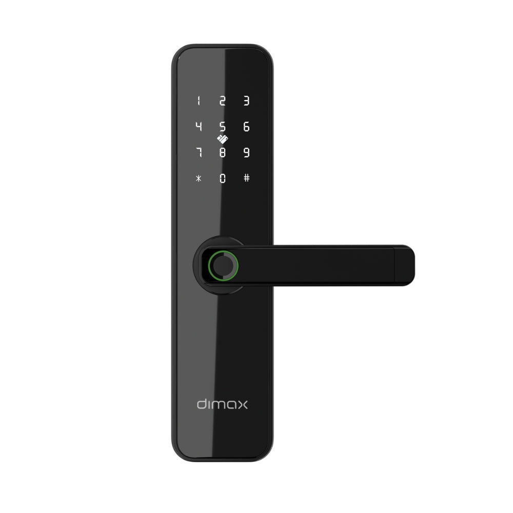 Cerradura Inteligente Dimax Aleacion de ALuminio Funciona con APP Huella Tarjeta Llave Contraseña Requiere 4 pilas AA diseño Moderno Mortaja 5050 color Negro B028