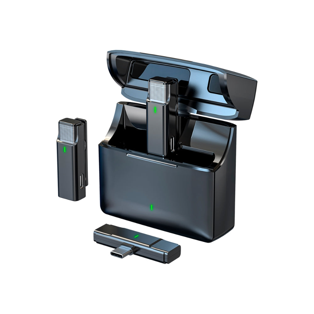 Microfono Dimax Inalambrico Doble con Receptor puerto USB-C Bateria hasta 6 Horas Estuche Puerto USB-C V381
