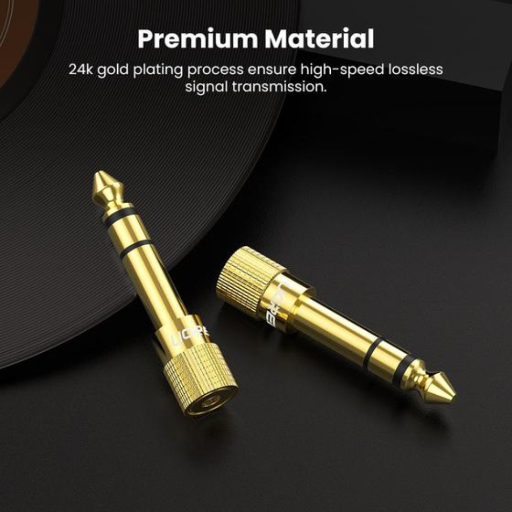 Adaptador de Audio TRS Ugreen 6.5mm Macho a 3.5mm Hembra Aleacion de Cobre Conector chapado en Oro 20503