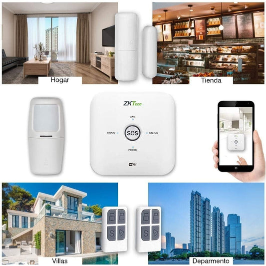 Sistema de Alarma Zkteco WiFi 2.4GHz Control Remoto Control por Voz Compatible con Alexa y Google IFTTT ZSMART-WL-10GDW