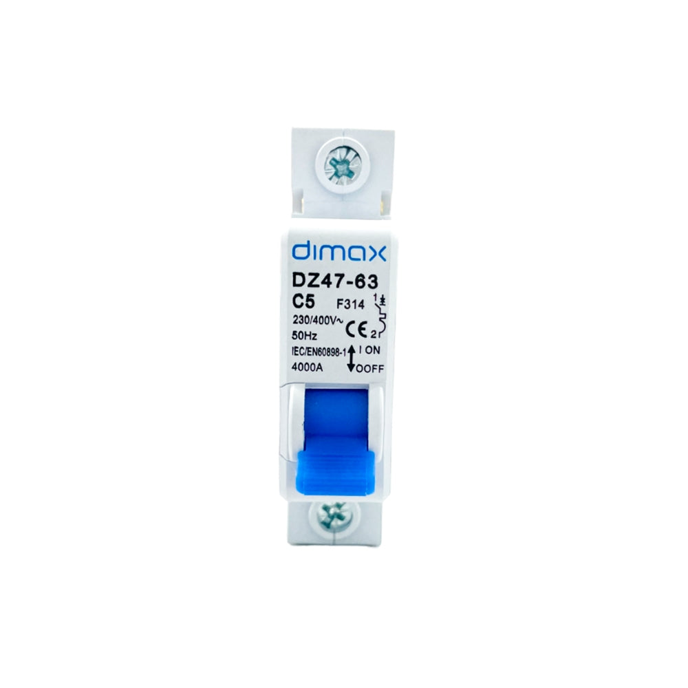 Disyuntor Electrico Dimax Unipolar de 5Amp GB10963 IEC898 BS3871 f314