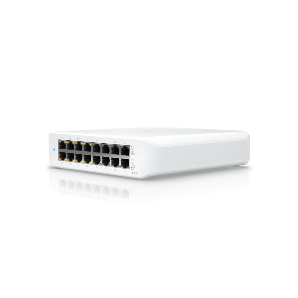 Switch Ubiquiti Unifi Lite PoE 16xPoE 8xPuertos AT/PoE 8xGigabit Soporta 802.3AT Consumo Max 45Watts Capa 2 UB-USW-Lite-16-POE