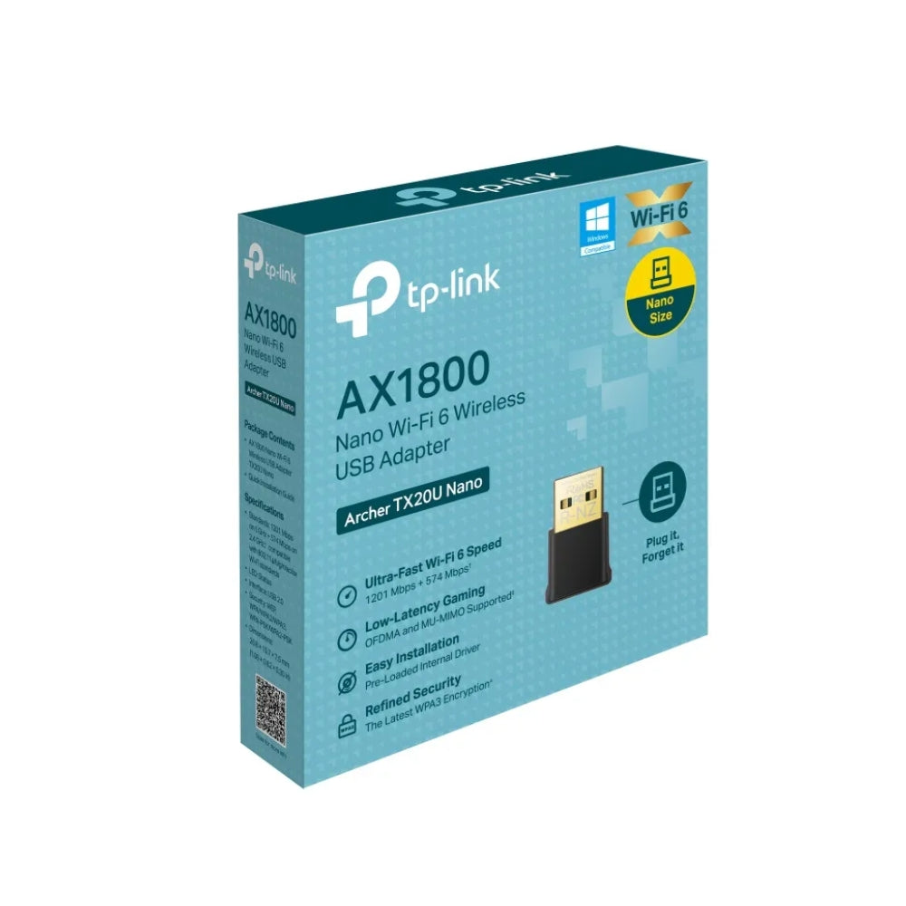 Tarjeta de Red USB Inalambrica TP-Link AX1800 WiFi6 PCI Express MU MIMO 2 Antenas 3dBi ARCHER TX20U NANO