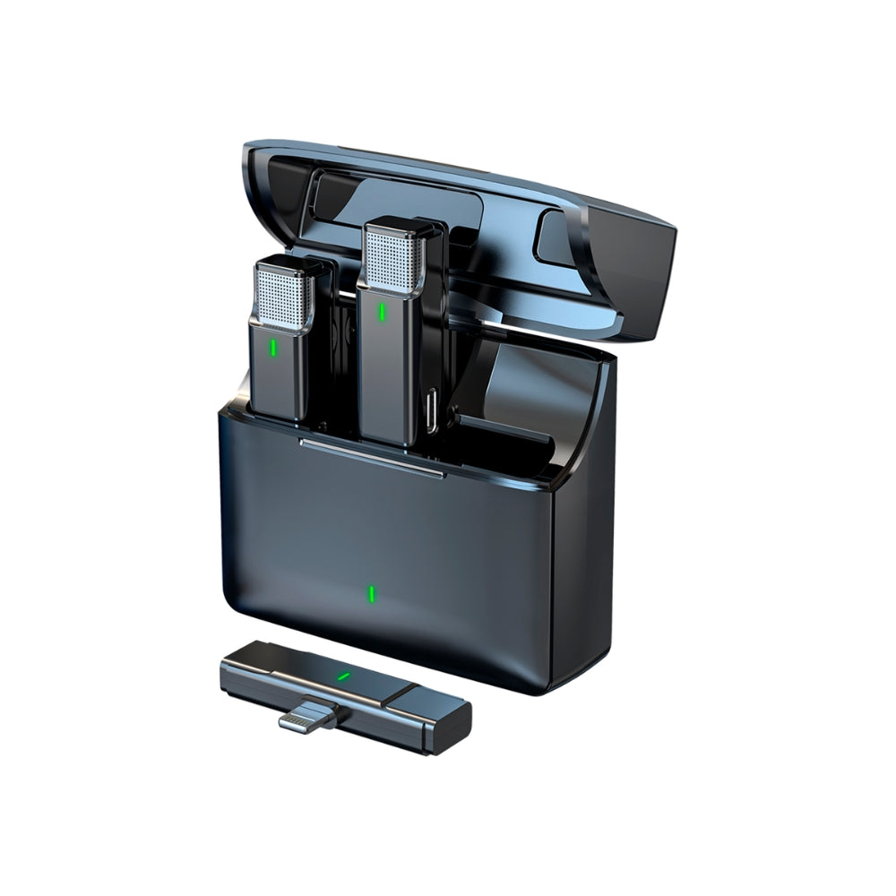 Microfono Dimax Inalambrico Doble con Receptor puerto Lightning Bateria hasta 6 Horas Estuche Puerto USB-C V382