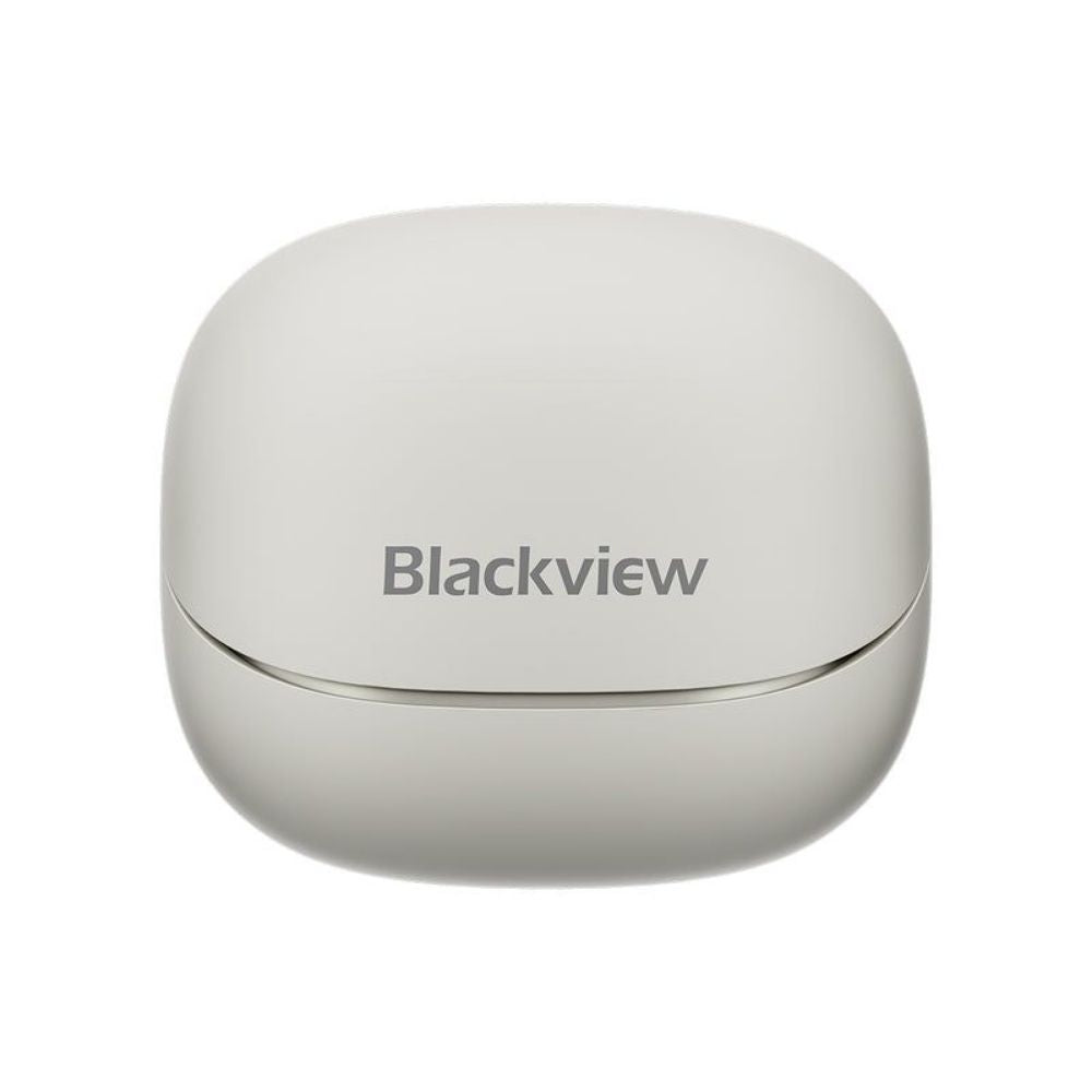 Audifonos Blackview Inalambricos Confort Bluetooth 5.4 Autonomia hasta 5 horas y 24 horas con el estuche Estuche de Carga con Display Nivel de Bateria color Blanco AIRBUDS 9-BWH