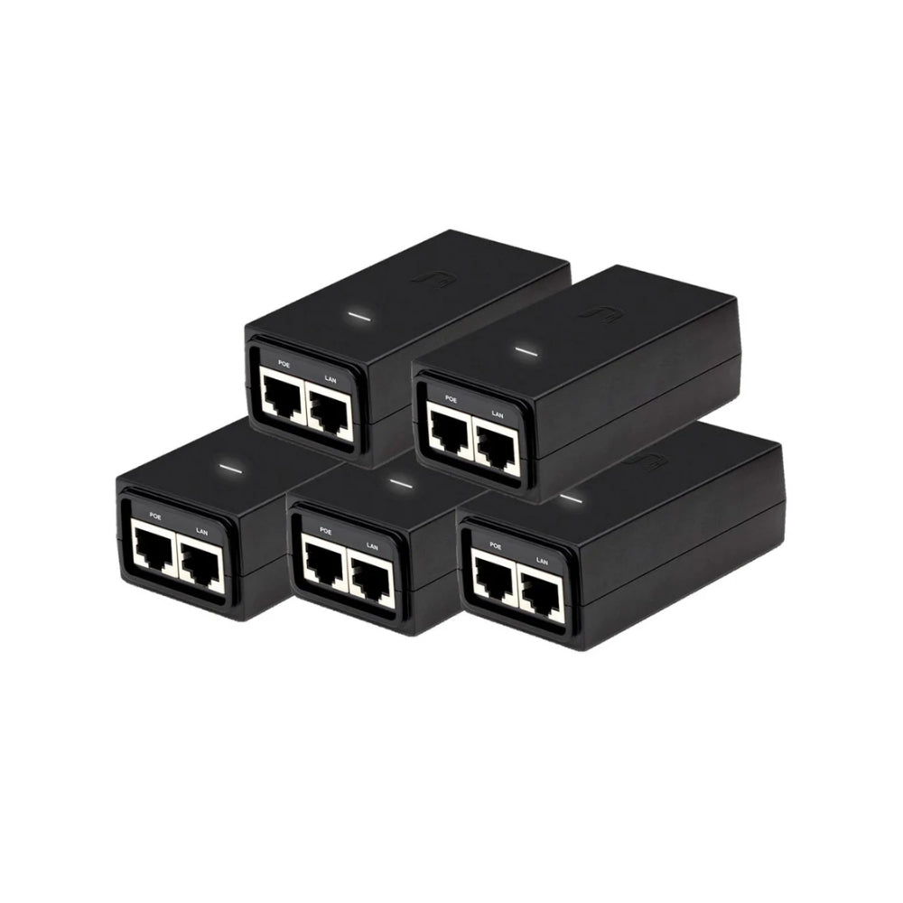 Set de 5 Inyectores PoE Ubiquiti 24Vdc Potencia 24Watts Corriente 1.0Amp No Funciona con Dahua UB-POE-24-24W-5P