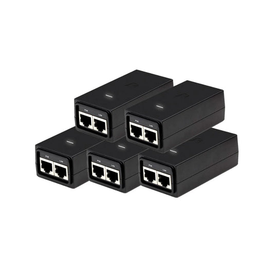 Set de 5 Inyectores PoE Ubiquiti 24Vdc Potencia 24Watts Corriente 1.0Amp No Funciona con Dahua UB-POE-24-24W-5P