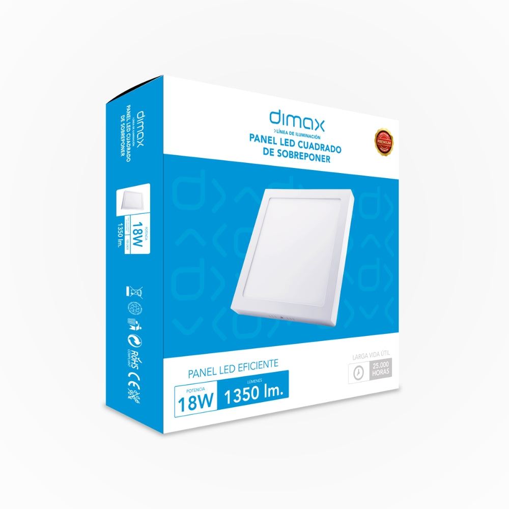 Luz LED Dimax Cuadrada de Sobreponer 18W Luz Calida 3000K S160