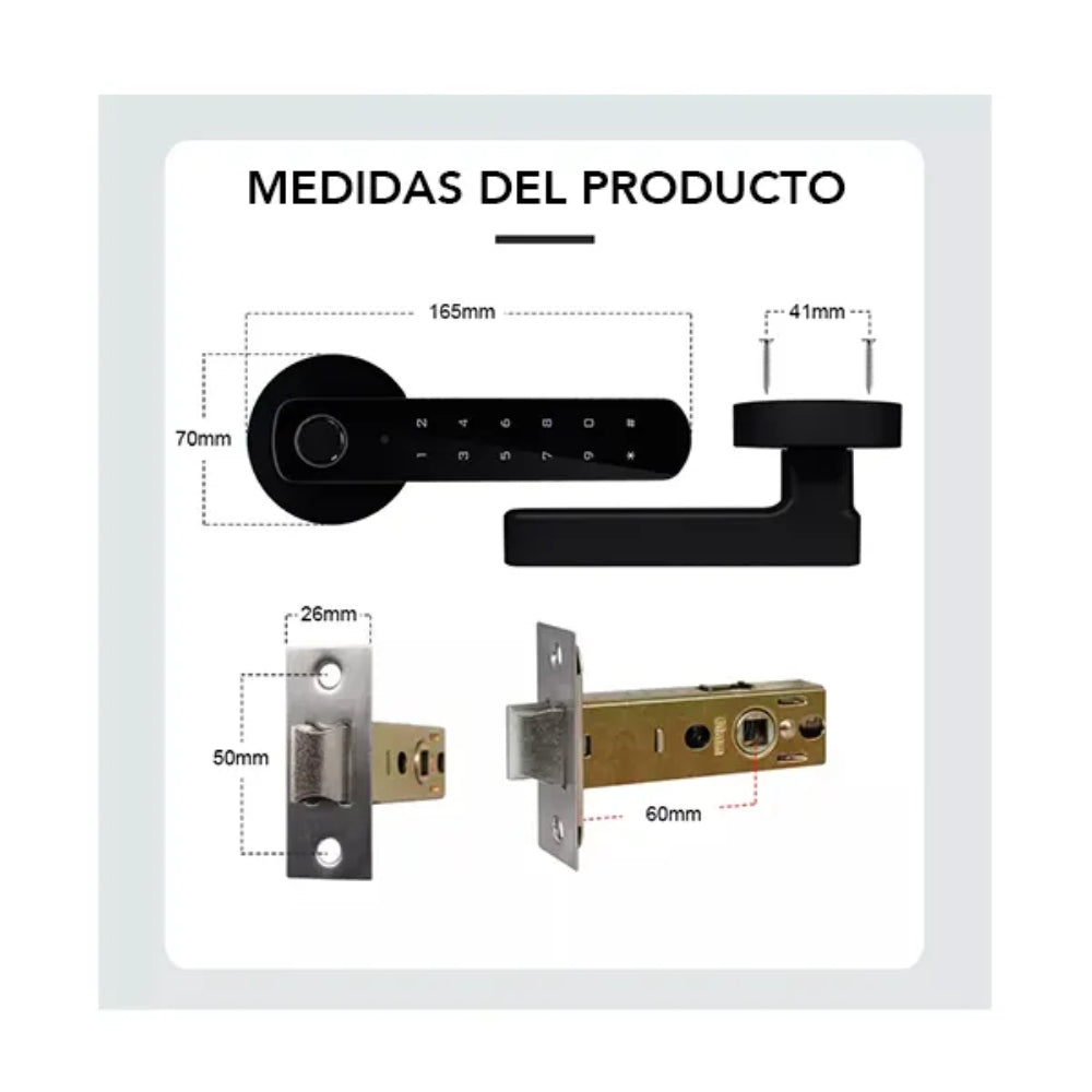 Cerradura Inteligente Dimax Apertura con Huella y Llave Version Bluetooth Alimentacion 4 Pilas AAA color Negro DMS-WD023-B