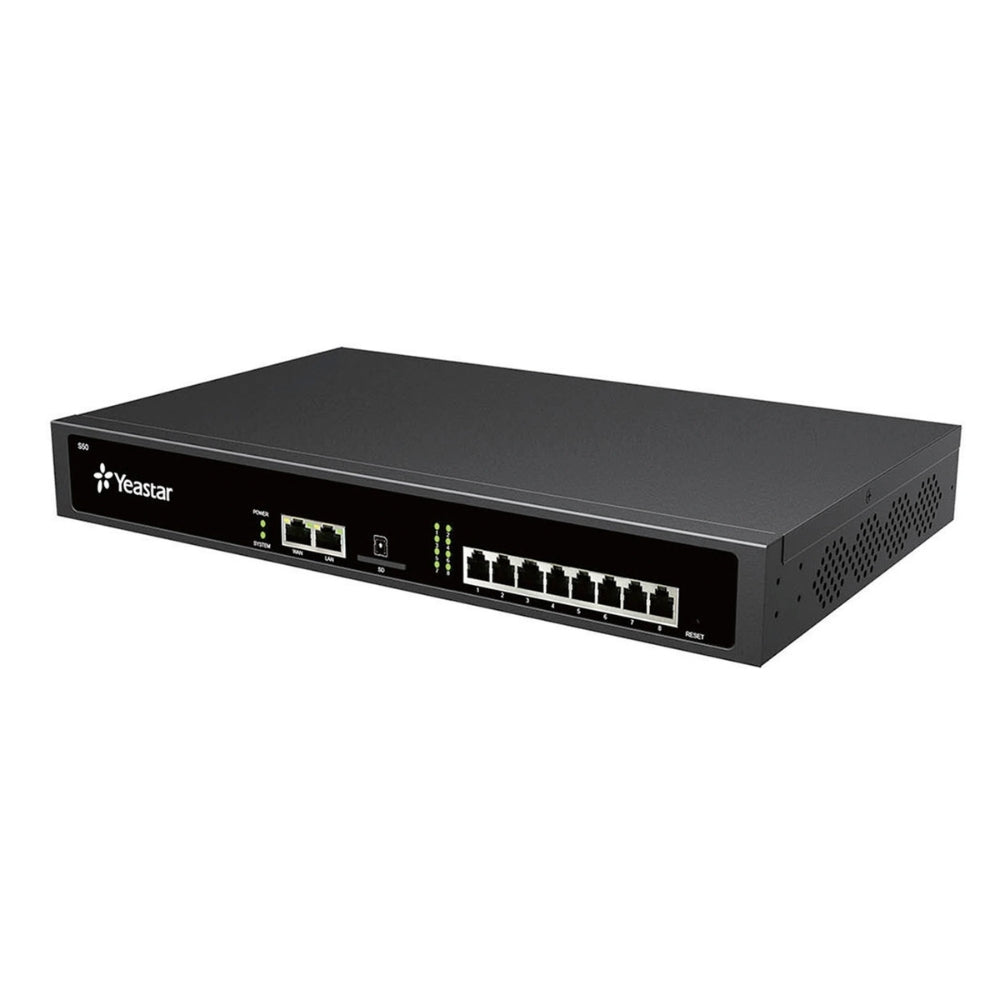 Central Telefonica IP Yeastar hasta 50 Usuarios 20 Llamadas simultaneas hasta 8 Canales FXS,FXO,BRI hasta 4 Canales GSM,3G,4G Firewall TLS SRTP Soporta 4 Modulos S50