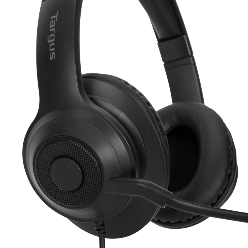 Auriculares Targus Estereo Diadema Acolchada Ajustable Conexion USB-A con Cable de 1.8 metros Microfono Omnidireccional Cancelacion de Ruido AEH102TT