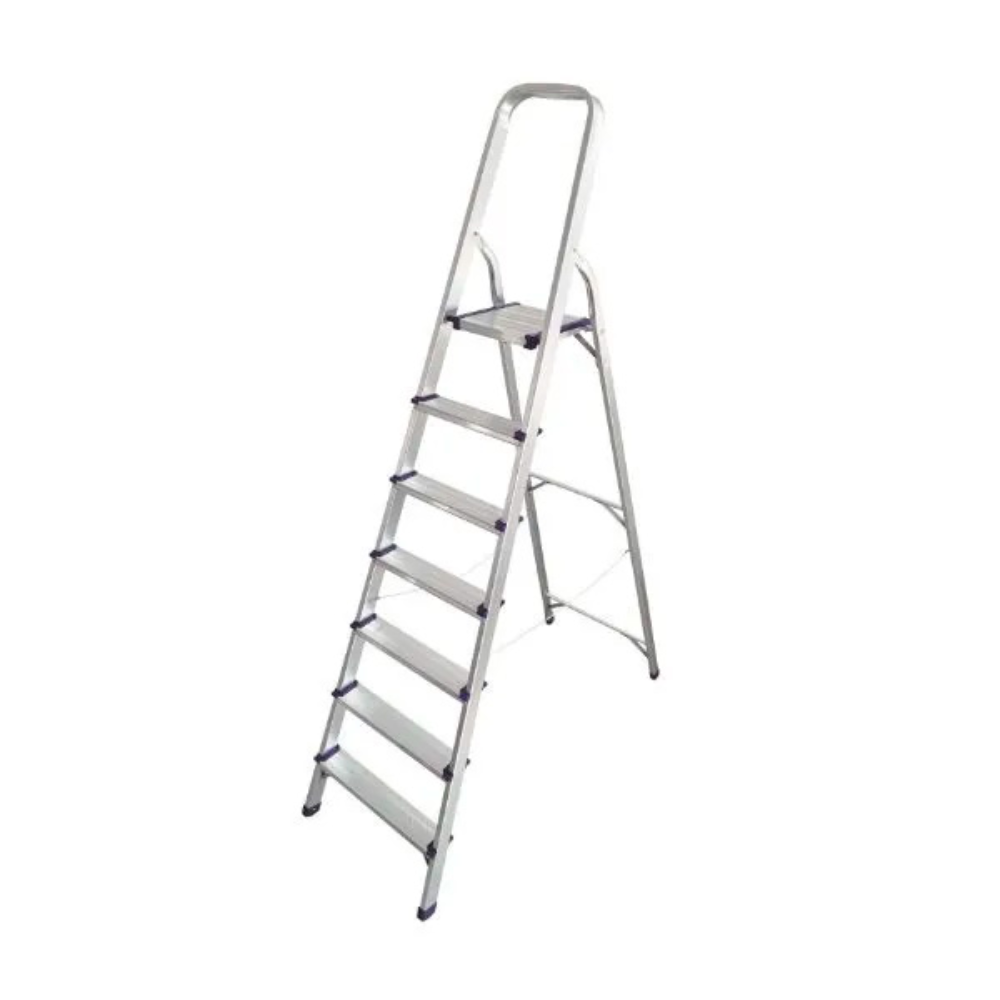 Escalera Dimax de ALuminio de 7 Peldaños Uso Domestico Altura 2.09M Peso Maximo 120Kg N070