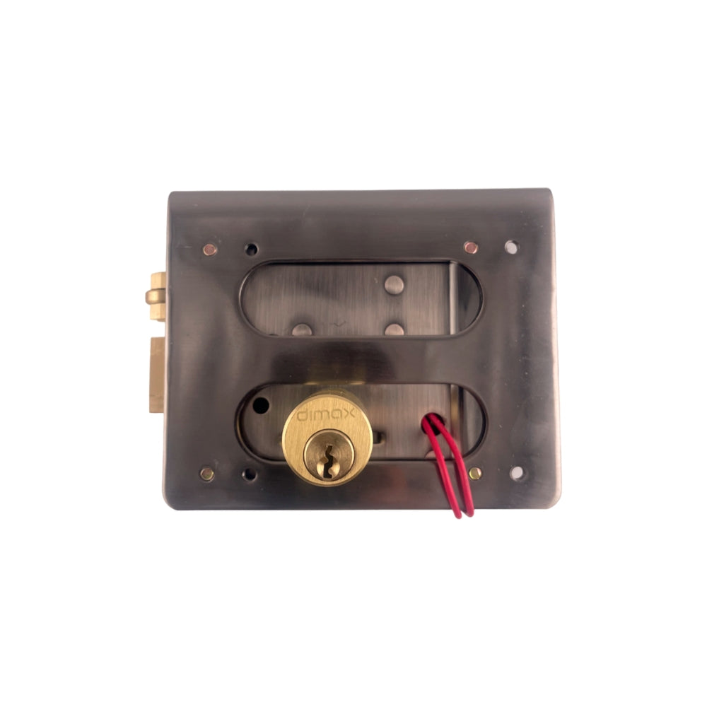 Cerradura Dimax Electrica Bidireccional con Boton de Presion Incluye 5 Llaves Alimentacion 12a18 Vdc 3Amp N093