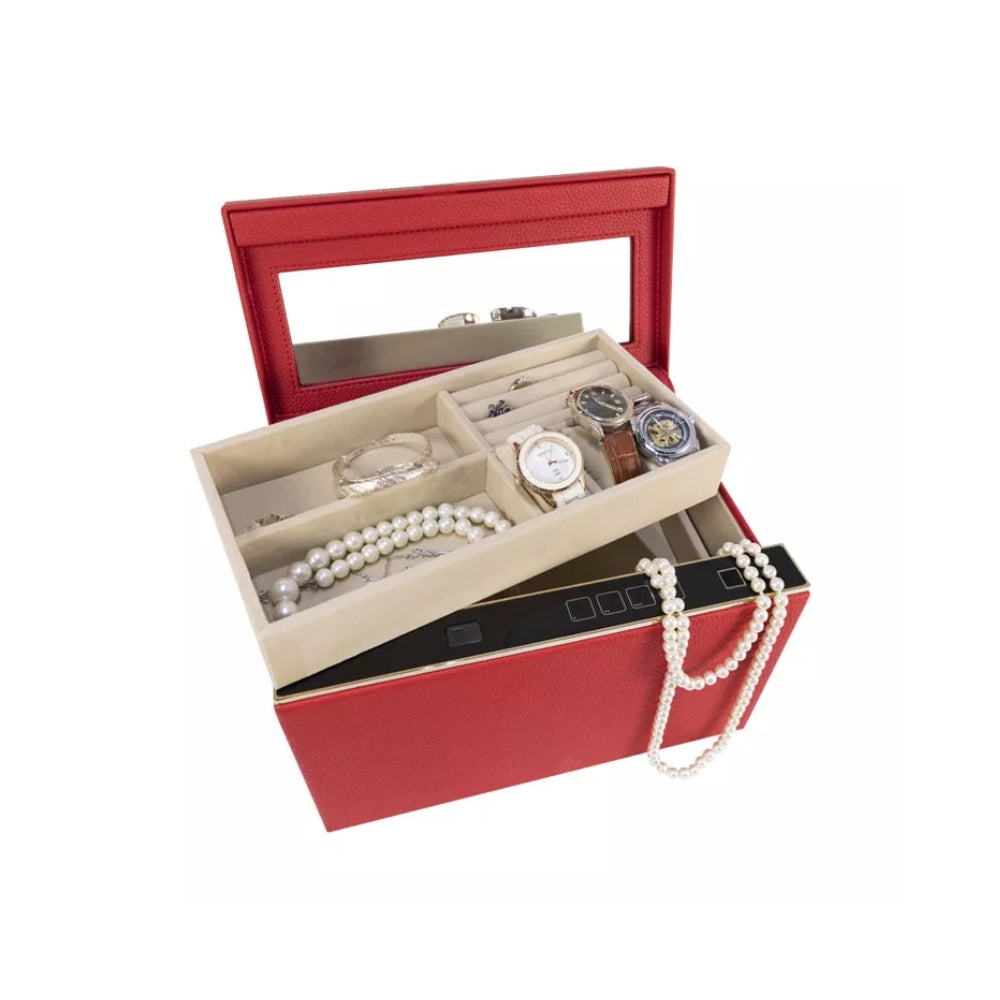 Caja Fuerte Safewell con Contraseña y Huella Tipo Joyero 30x20x20cm JS0103-Rojo
