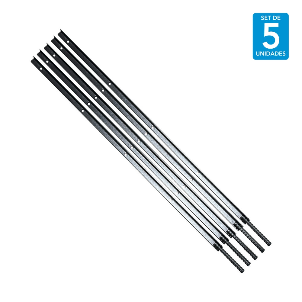 Postes de Acero Dimax de 4 Orificios Set de 5 Piezas Chapa Galvanizada 760x15x15mm C911