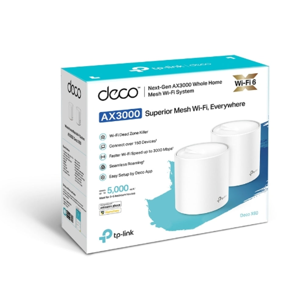 Set de 2 Piezas Sistema WiFi6 Mesh TP-Link X60 Elimina Zonas Muertas Roaming Conexiones sin Lag Control Parental DECO X60(2-PACK)