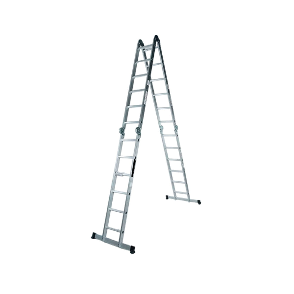 Escalera Dimax Multifuncional 4x6 hasta 6.84M 24 Peldaños Pie de Goma Antideslizante Bisagras Seguras Peso Maximo 120Kg N097