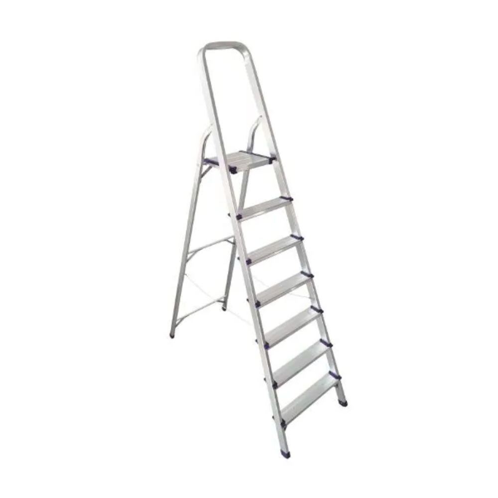 Escalera Dimax de ALuminio de 7 Peldaños Uso Domestico Altura 2.09M Peso Maximo 120Kg N070