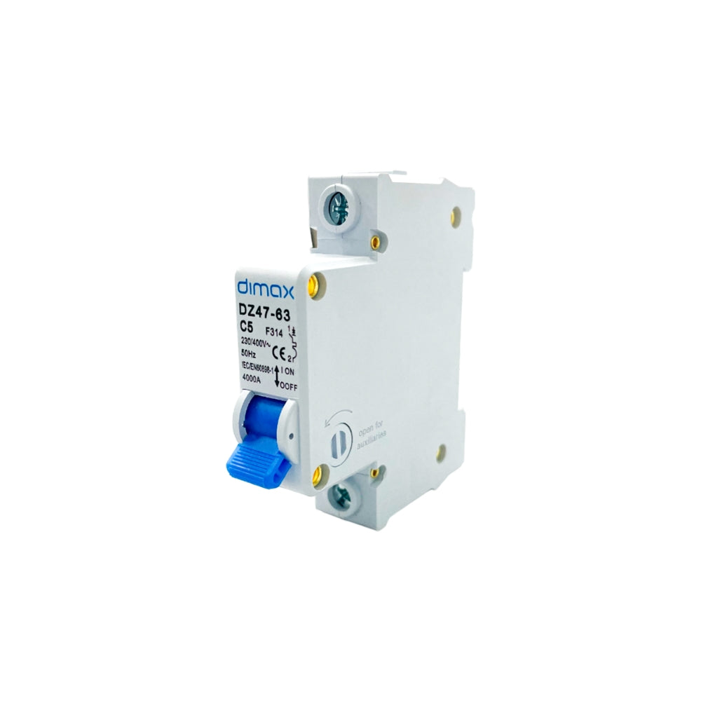 Disyuntor Electrico Dimax Unipolar de 5Amp GB10963 IEC898 BS3871 f314