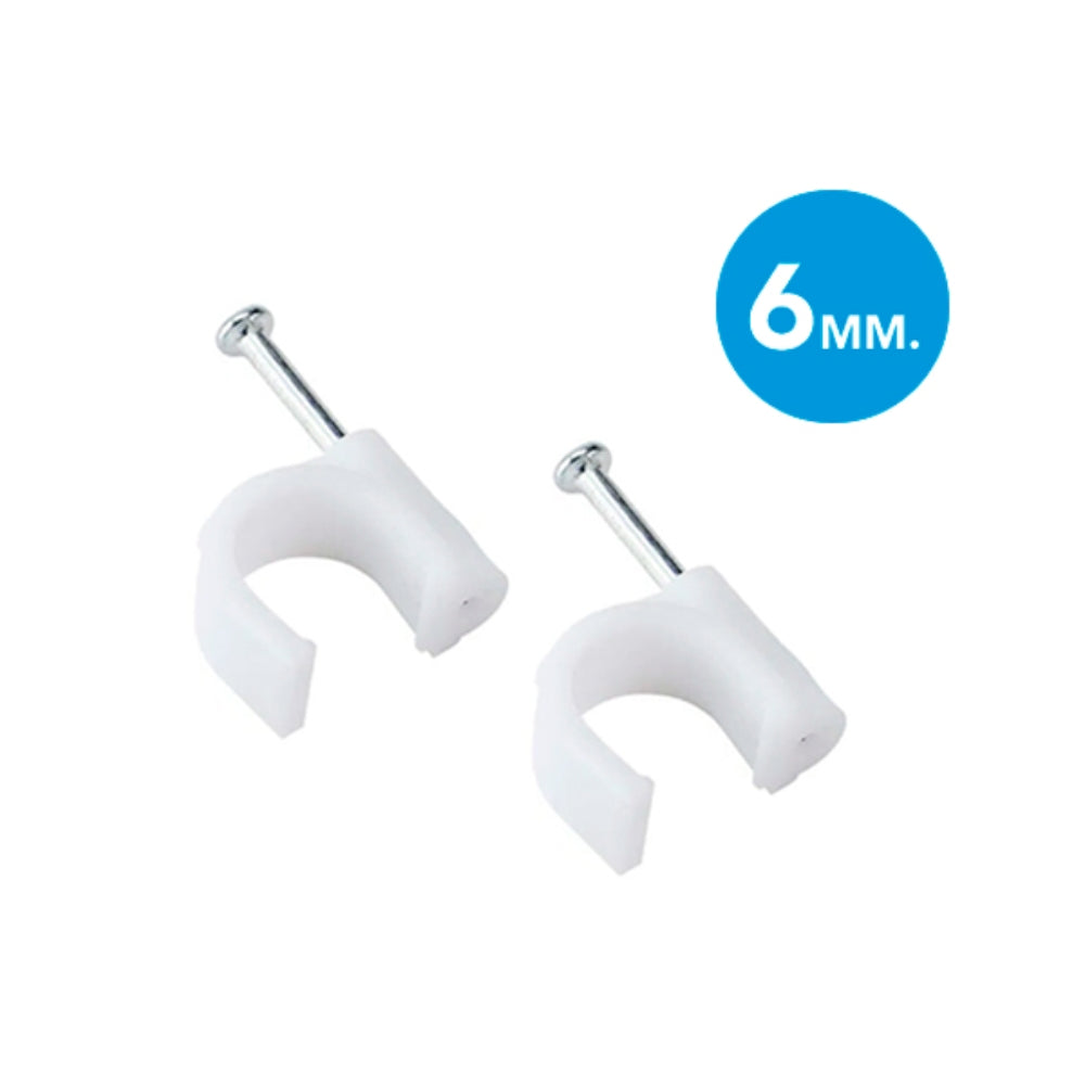 Set de 100 Clips Dimax para Sujecion de Cables Medida 6mm color Blanco f321