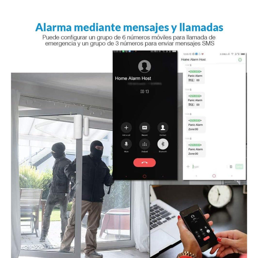 Sistema de Alarma Zkteco WiFi 2.4GHz Control Remoto Control por Voz Compatible con Alexa y Google IFTTT ZSMART-WL-10GDW