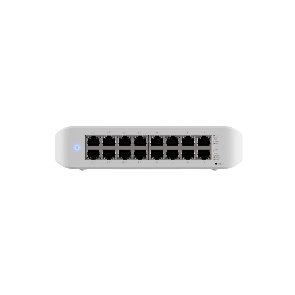 Switch Ubiquiti Unifi Lite PoE 16xPoE 8xPuertos AT/PoE 8xGigabit Soporta 802.3AT Consumo Max 45Watts Capa 2 UB-USW-Lite-16-POE
