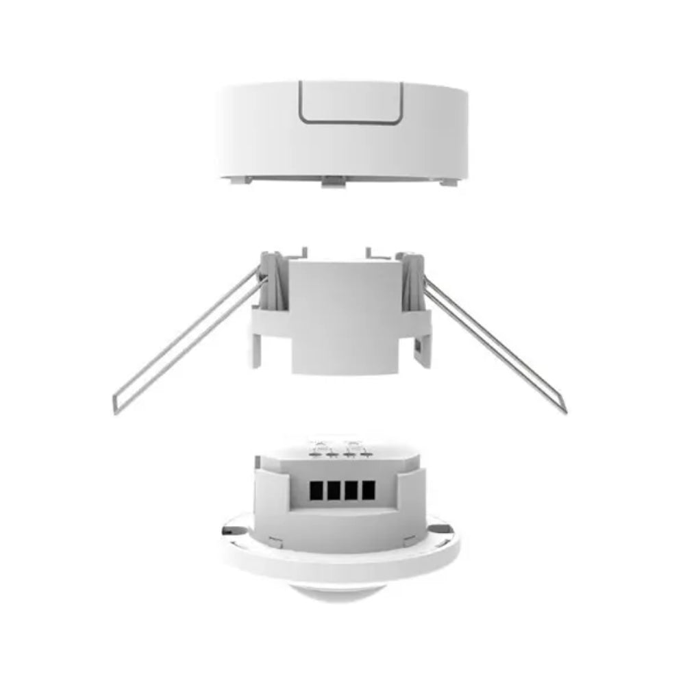 Sensor de Movimiento Dimax Deteccion 360 grados Alcance 16 metros Retardo de Tiempo Ajustable 10seg a 15min Potencia hasta 2000 Watts IP20 ES-P45