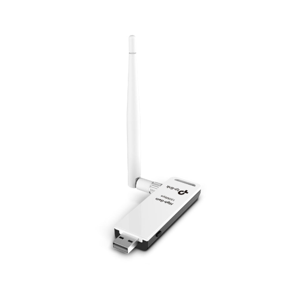 Adaptador USB a WiFi TP-Link N150 150Mbps Antena Externa Removible 4dBi Boton WPS Seguridad WPA WPA2 TL-WN722N
