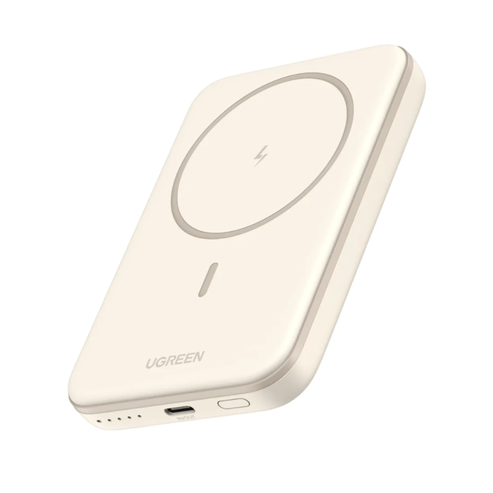 Cargador Portatil Havit Power Bank Magnetico de 5.000 mAh puerto USB-C Carga Dual Simultanea Ultra Compacto color Beige 25207